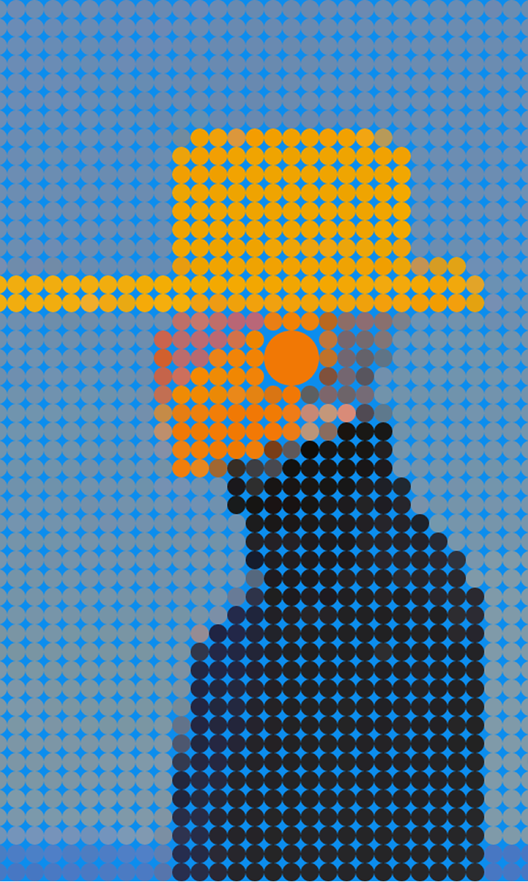 Vector drawing of man in hat